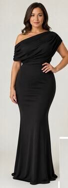OYS Elegant Sleeveless Black Off Shoulder Mermaid Gown L Scuba Formal Dress
